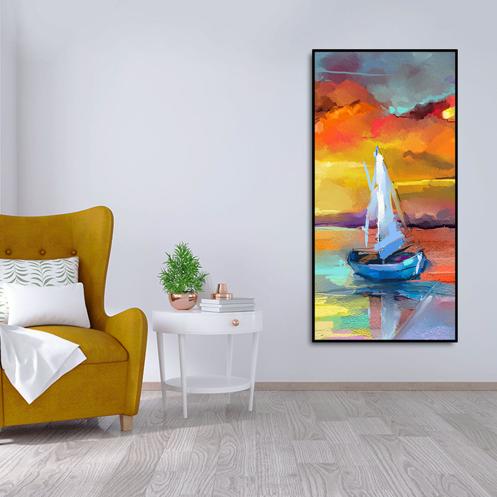 Beautiful Ship in the Ocean Abstract Scenery Premium Canvas Wall Painting