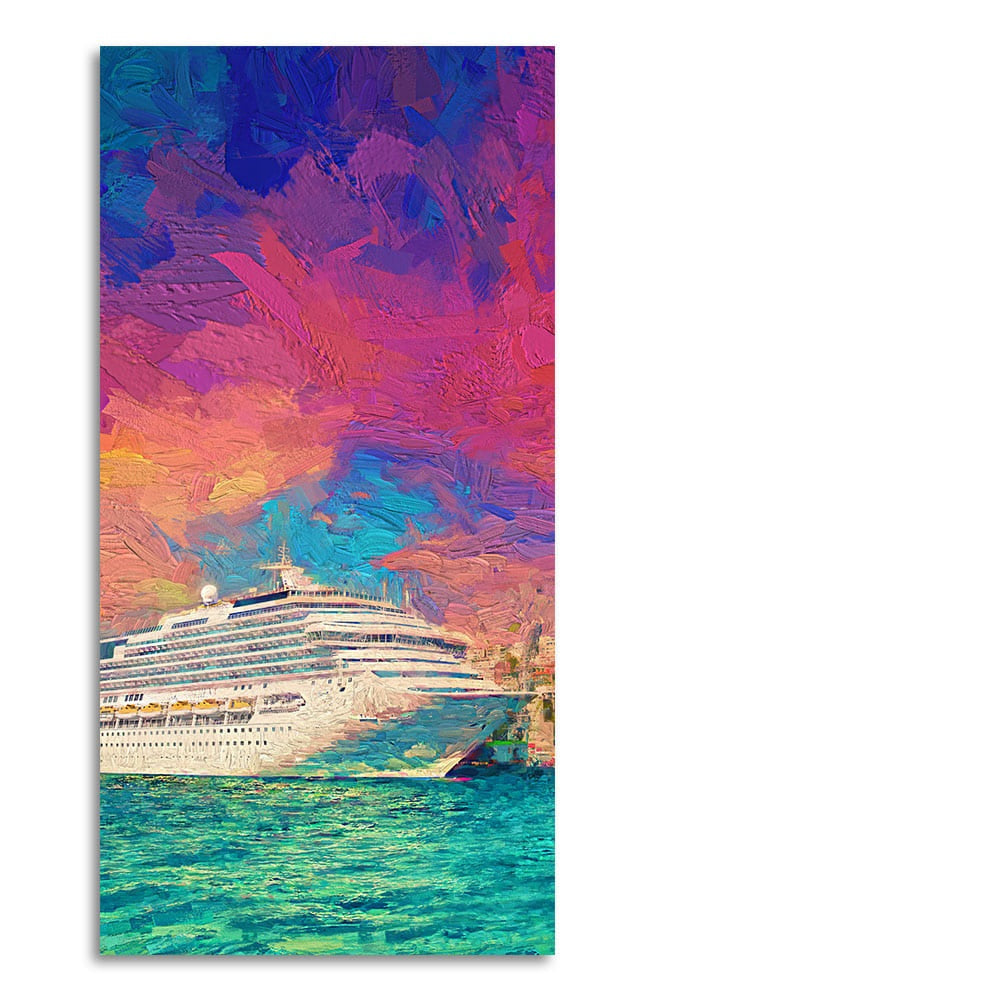 Beautiful Ship in the Sea Scenery Premium Canvas Wall Painting