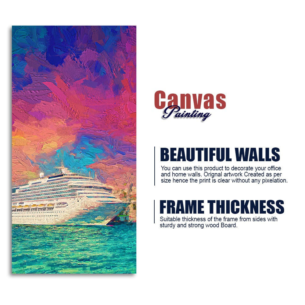 Beautiful Ship in the Sea Scenery Premium Canvas Wall Painting