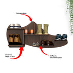 Beautiful Shoe Shape Designer Wooden Wall Shelf /Men's Shoe Shelf, Walnut Finish