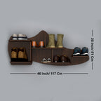 Beautiful Shoe Shape Designer Wooden Wall Shelf /Men's Shoe Shelf, Walnut Finish