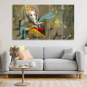 Beautiful Shree Ganesh Premium Wall Painting Set of Five