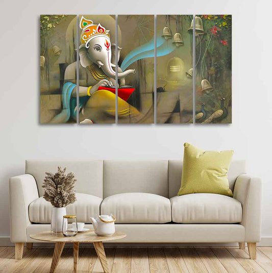 Beautiful Shree Ganesh Premium Wall Painting Set of Five