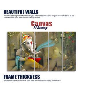 Beautiful Shree Ganesh Premium Wall Painting Set of Five