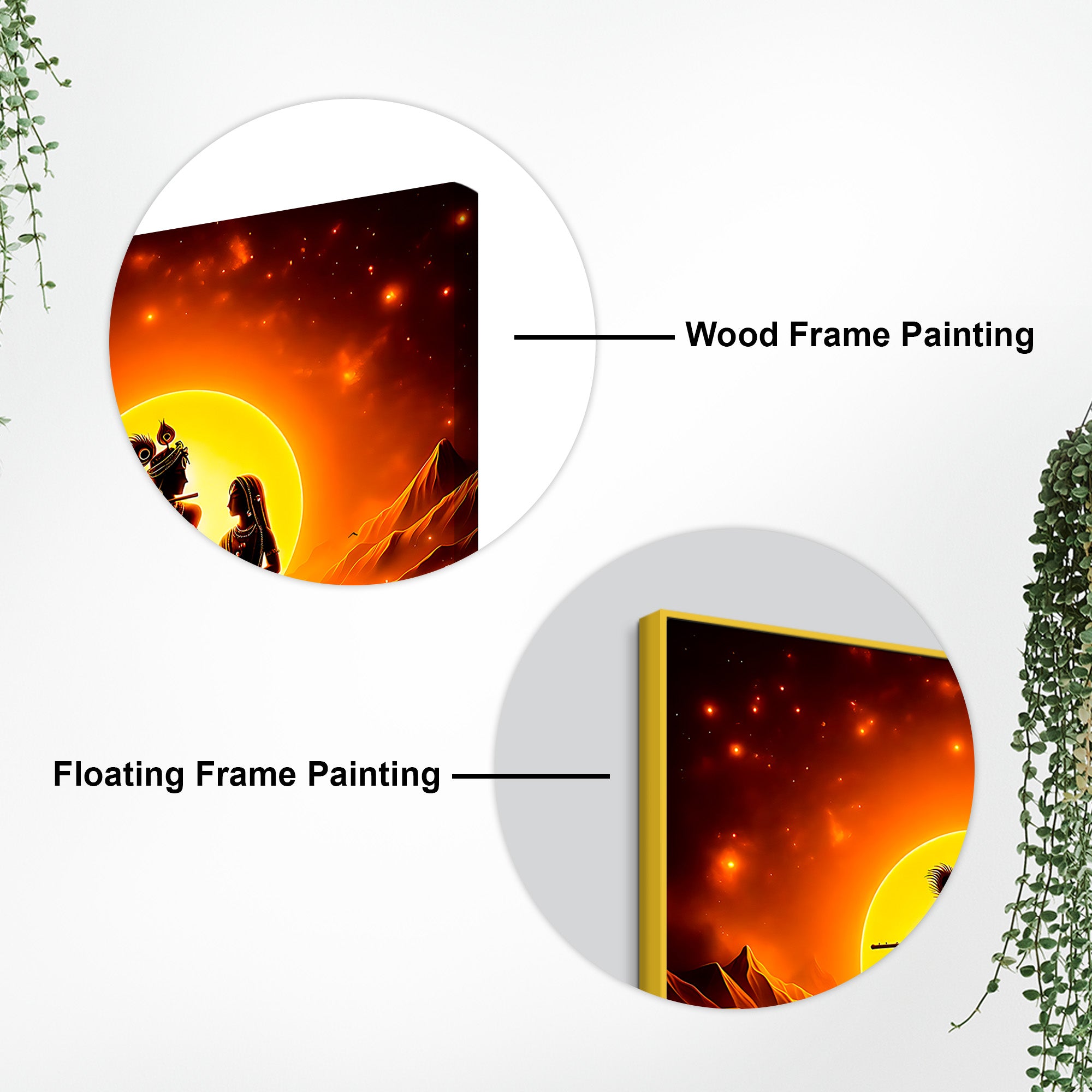 Beautiful Shri Radha Krishna Silhouette Canvas Wall Painting for Home Styling – Modern Spiritual Wall Decor