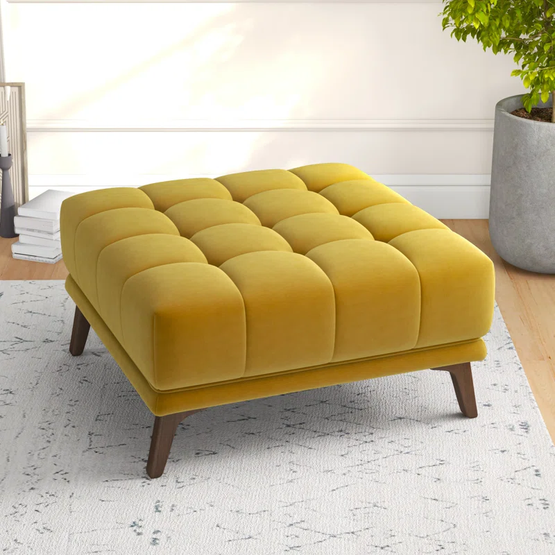 Beautiful Square Shape Yellow Color Ottoman