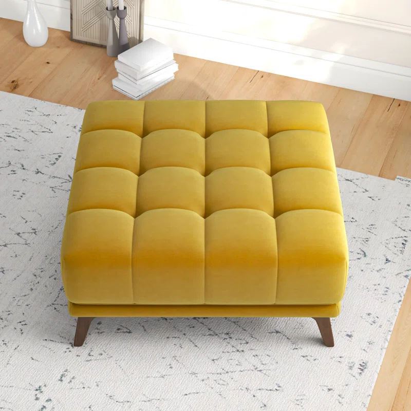 Beautiful Square Shape Yellow Color Ottoman