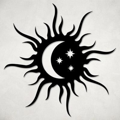 Beautiful Sun Moon and Stars Metal Art Wall Decor