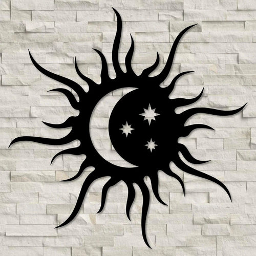 Beautiful Sun Moon and Stars Metal Art Wall Decor
