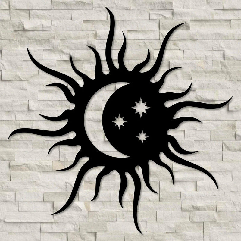 Beautiful Sun Moon and Stars Metal Art Wall Decor