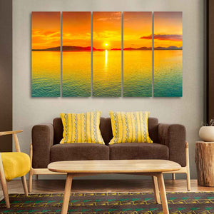 Beautiful Sunset Horizon Five Pieces Canvas wall Painting