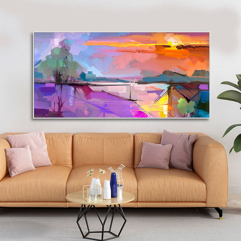 Beautiful Sunset View Abstract Art Canvas Wall Painting