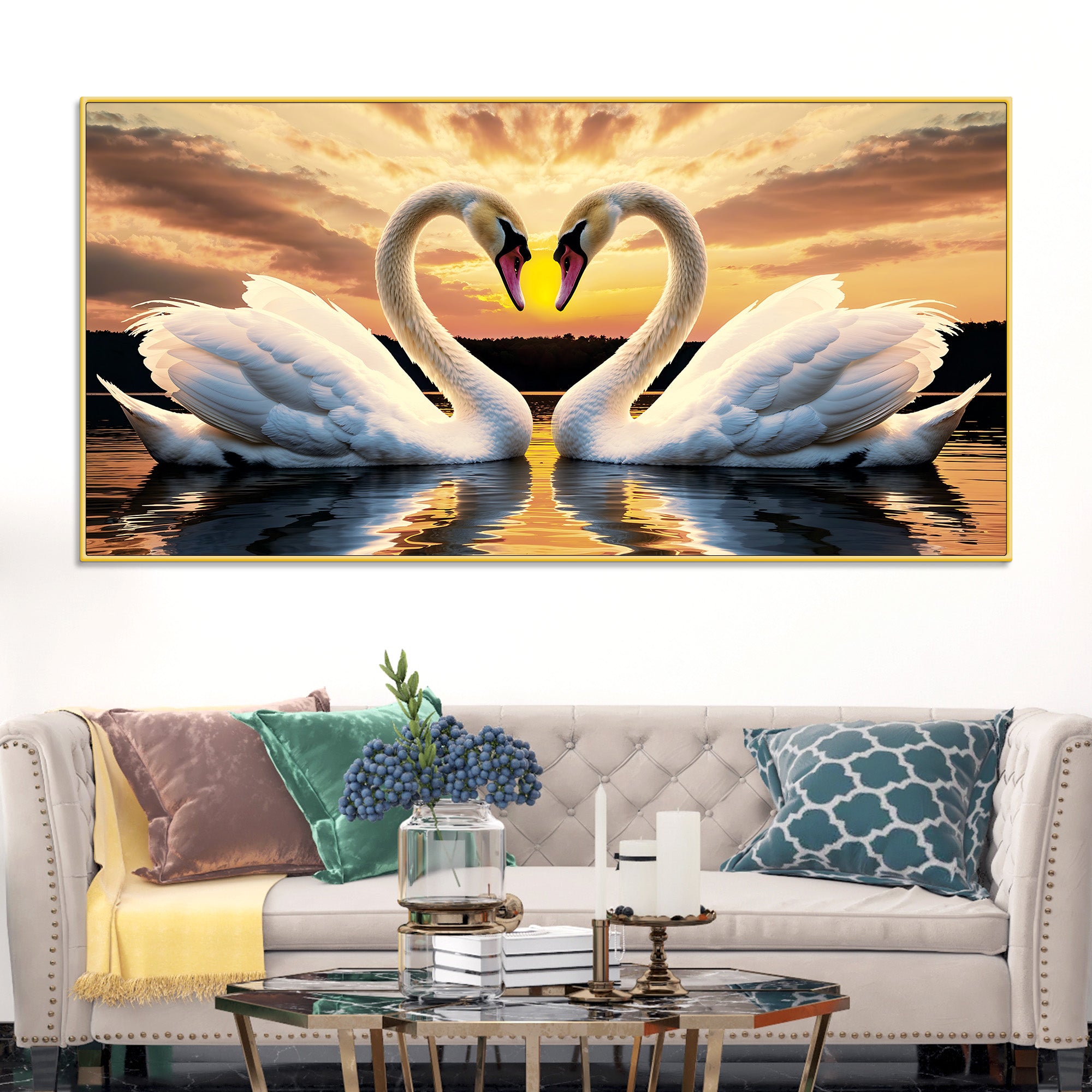  beautiful-swan-pair-wall-painting-for-home-bedroom-decor