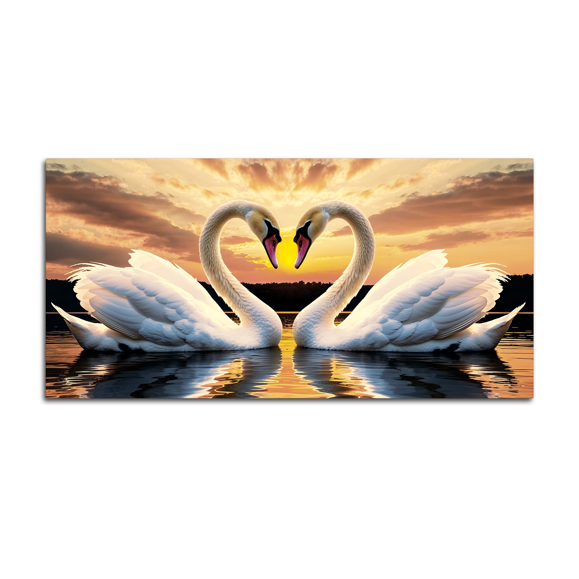 Beautiful Swan Pair Wall Painting for Home & Bedroom Décor