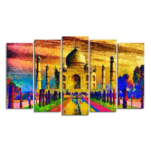 Beautiful Taj Mahal Canvas Wall Painting Set of Five Pieces