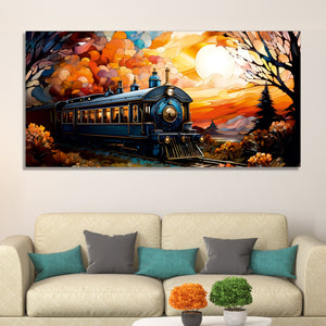 Beautiful Train View Premium Canvas Wall Painting