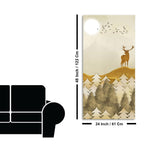 Beautiful Trees with Golden Deers Premium Canvas Wall Painting