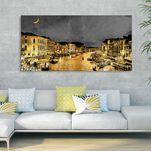 Beautiful Venice City at Night Canvas Wall Painting