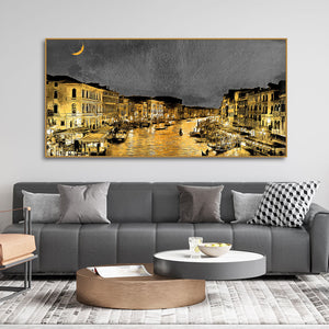 Beautiful Venice City at Night Canvas Wall Painting