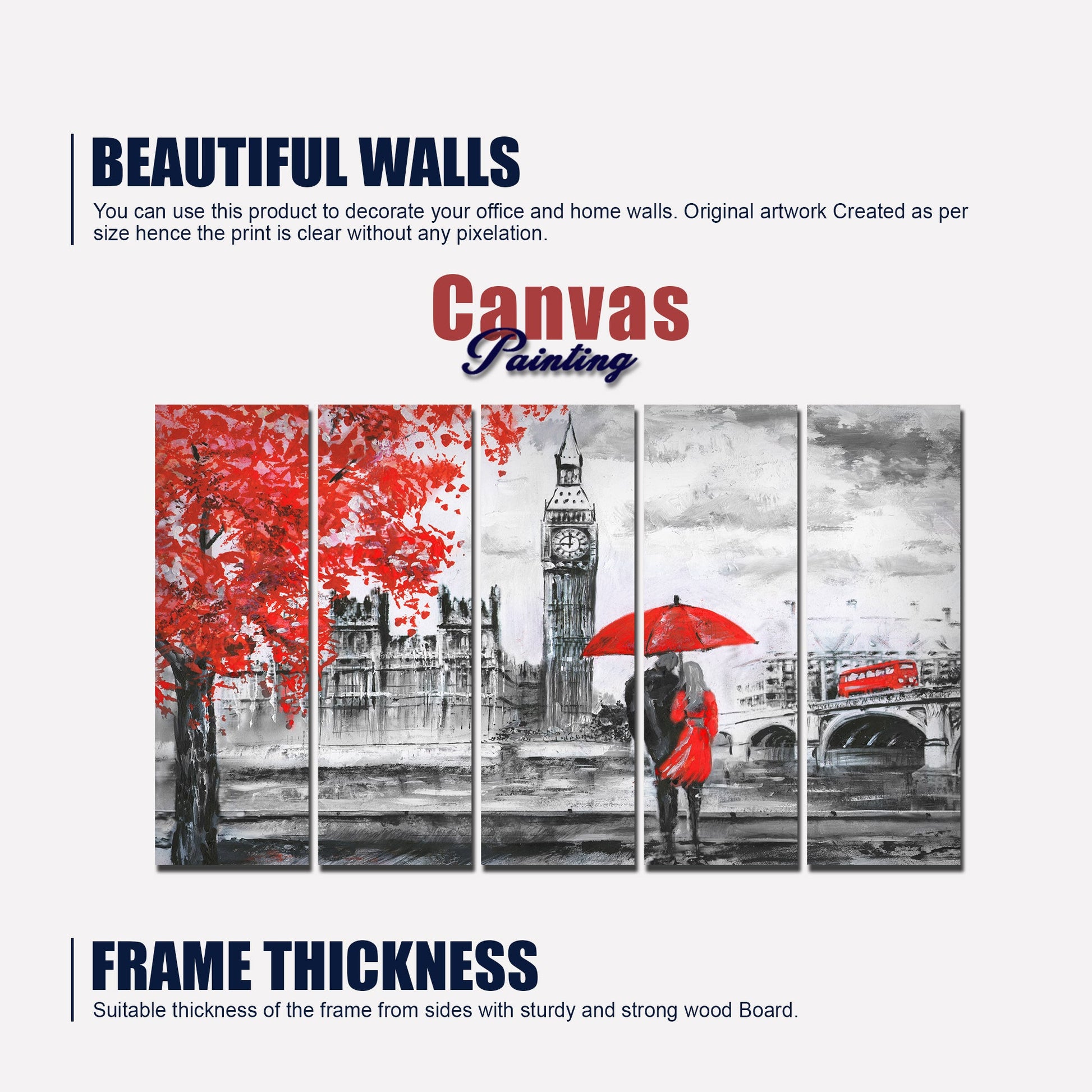 Beautiful View of London Canvas Wall Painting 5 Pieces