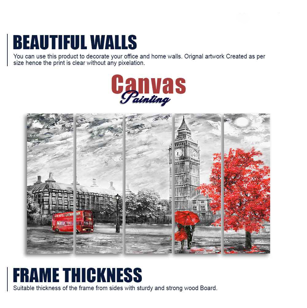 Beautiful View of London Wall Painting Set of Five Pieces