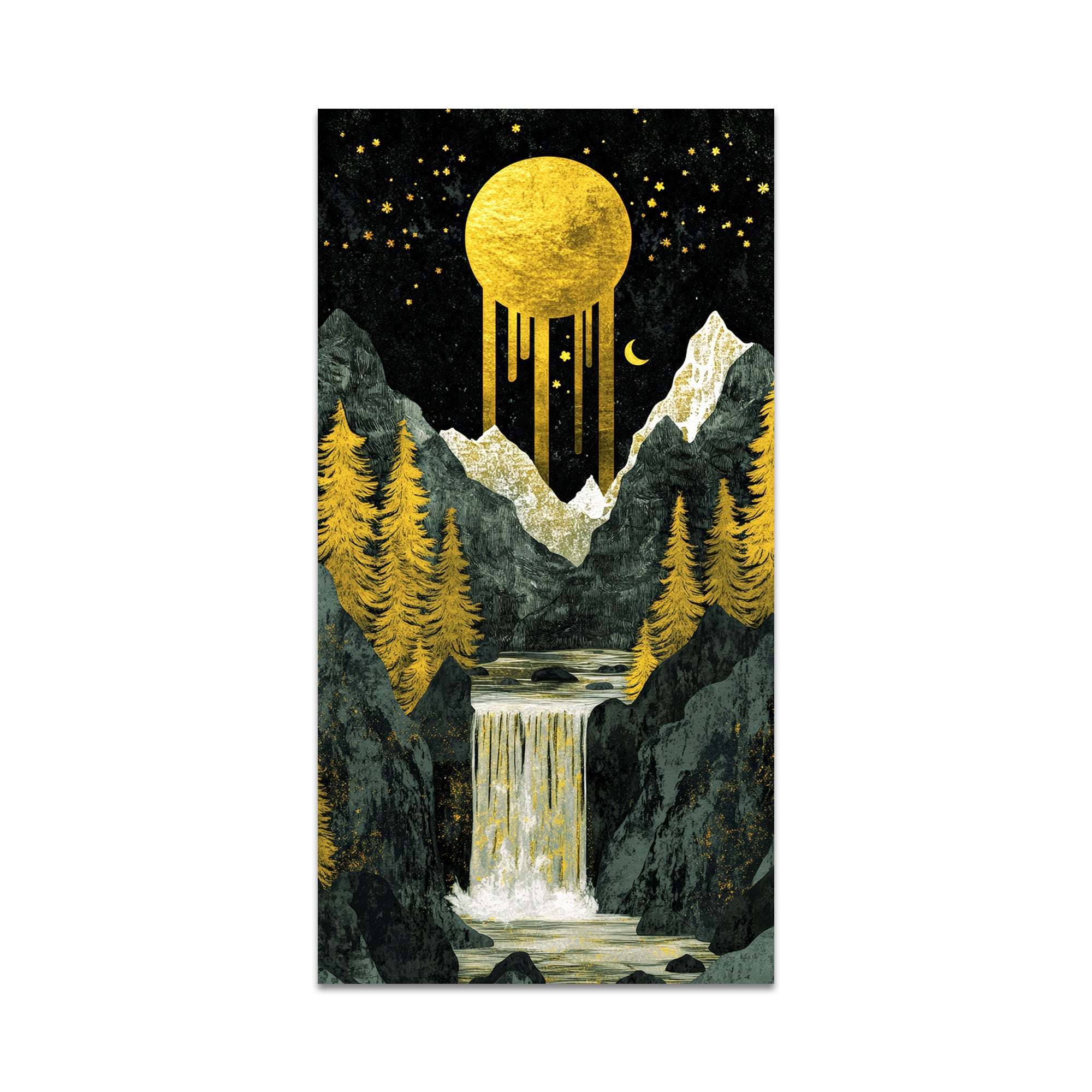 Beautiful View of Waterfall Premium Canvas Wall Painting