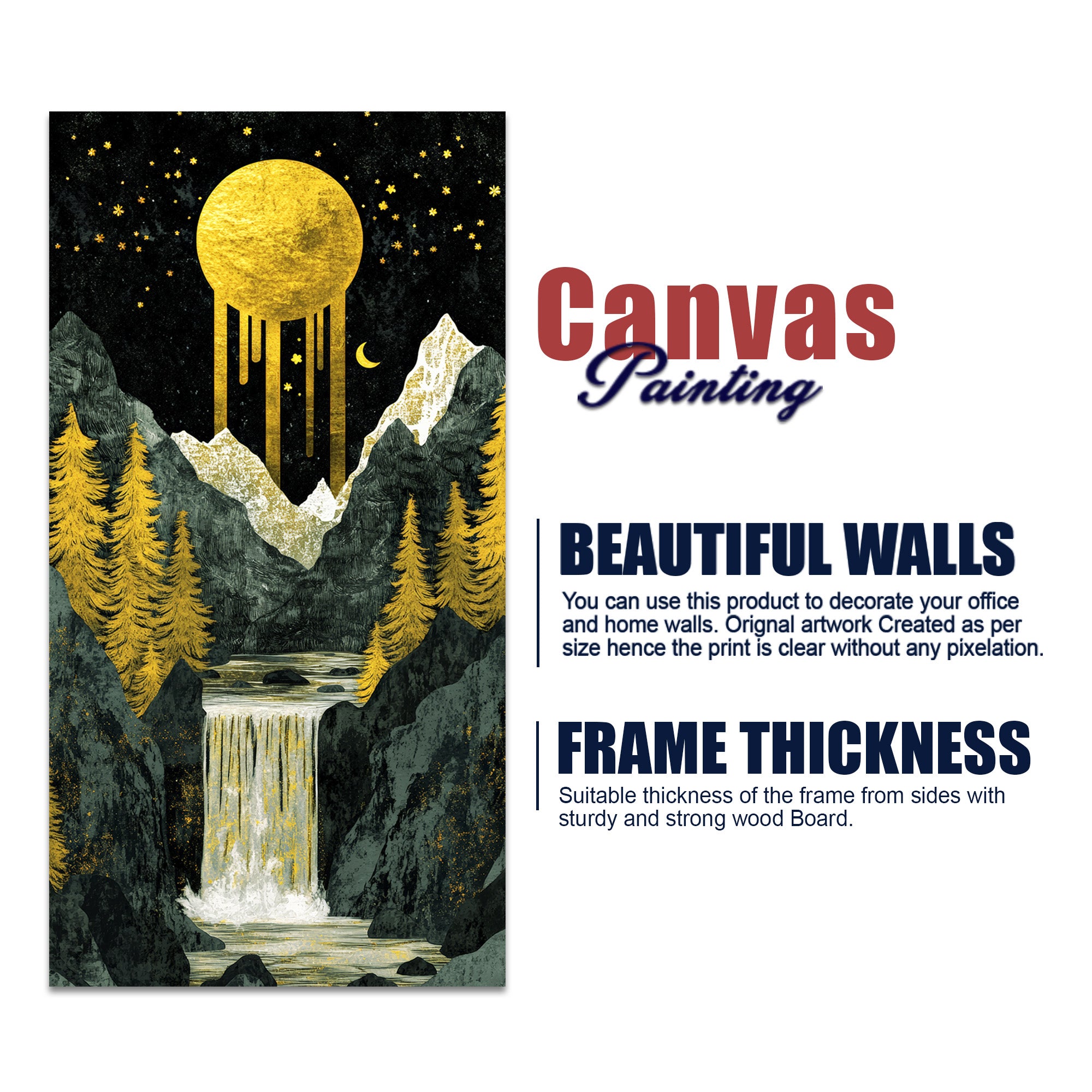 Beautiful View of Waterfall Premium Canvas Wall Painting