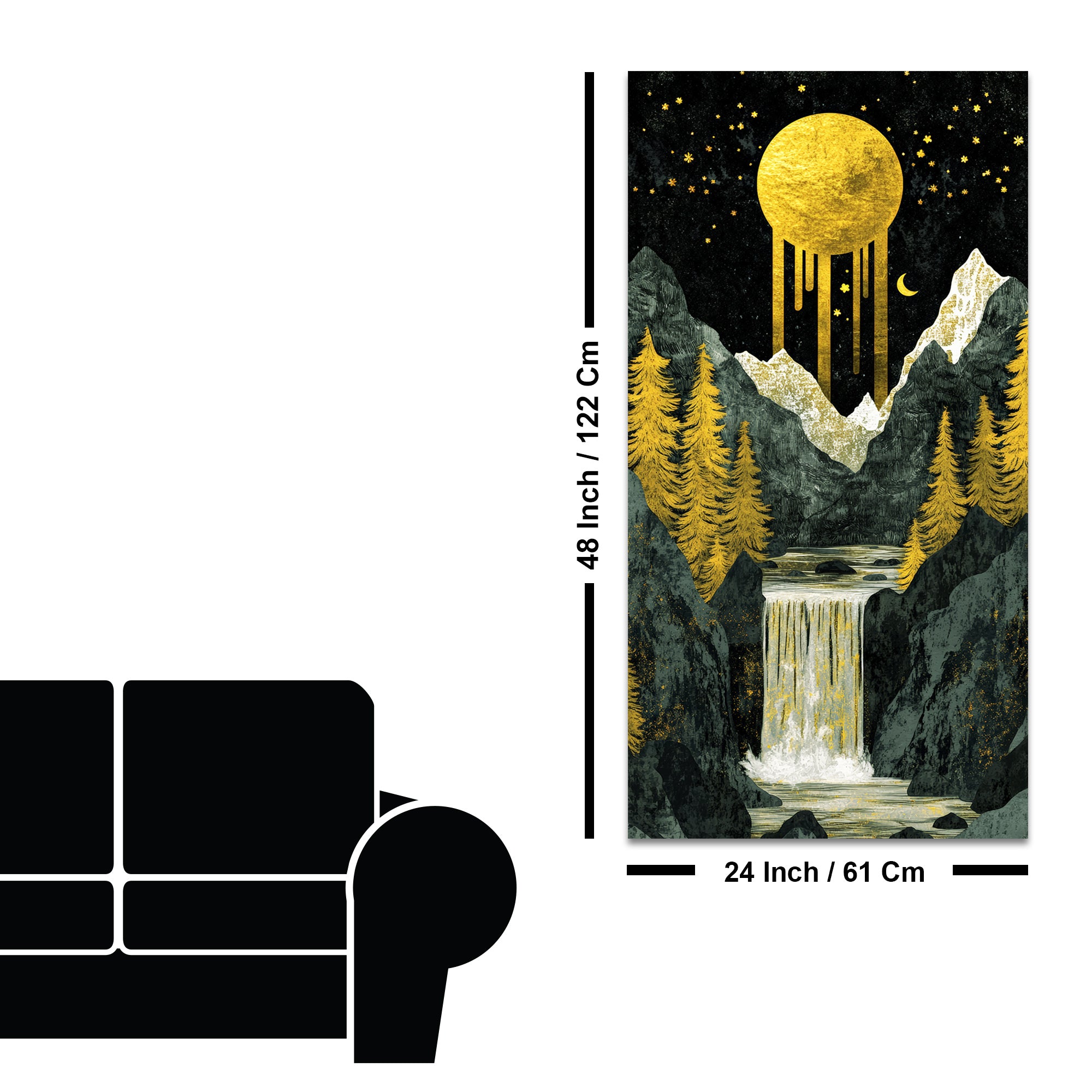 Beautiful View of Waterfall Premium Canvas Wall Painting