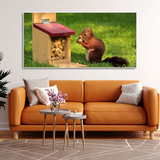 Beautiful Wall Painting of Squirrel Eating Food