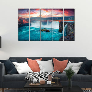 Beautiful Waterfall Canvas Wall Painting Set of Five