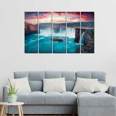 Beautiful Waterfall Canvas Wall Painting Set of Five