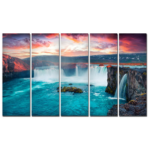 Beautiful Waterfall Canvas Wall Painting Set of Five