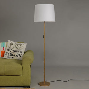 Beautiful White Color Metal Floor Lamp with Golden Base and Oval Shade