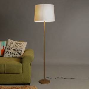 Beautiful White Color Metal Floor Lamp with Golden Base and Oval Shade