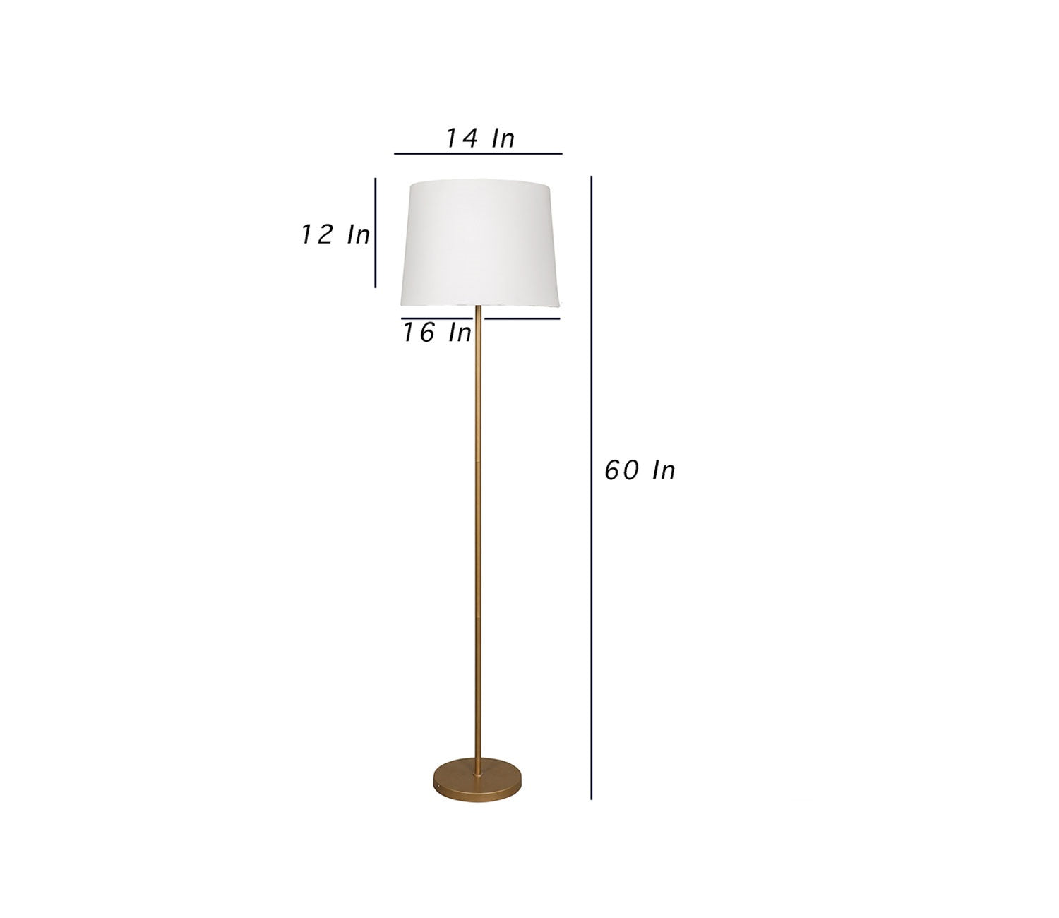 Beautiful White Color Metal Floor Lamp with Golden Base and Oval Shade