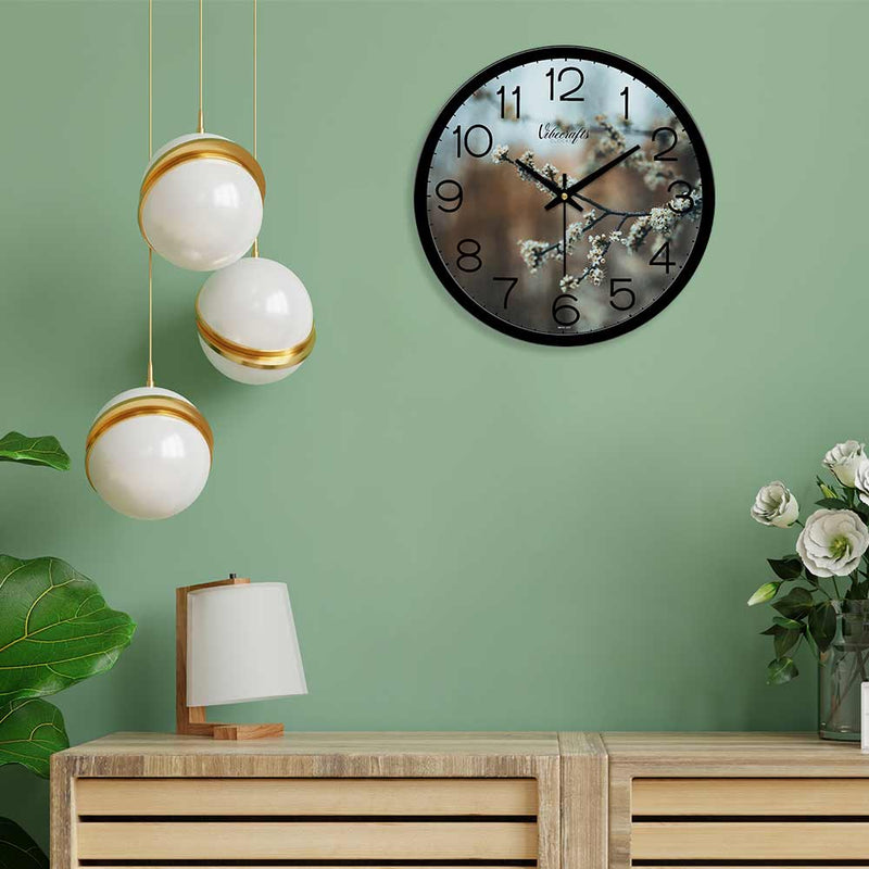 Beautiful White Flower Print Wall Clock