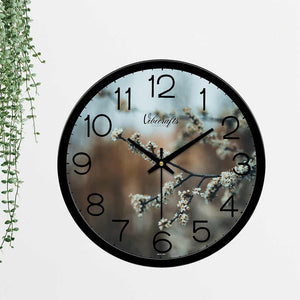 Beautiful White Flower Print Wall Clock