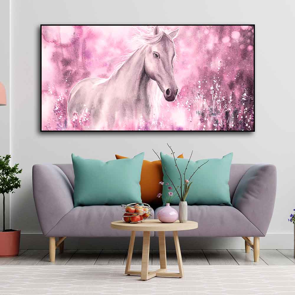 Beautiful White Horse Premium Wall Painting