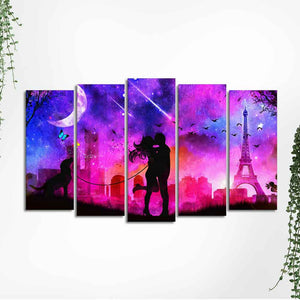 Couple Kissing Modern Abstract Art Wall Painting Set of Five