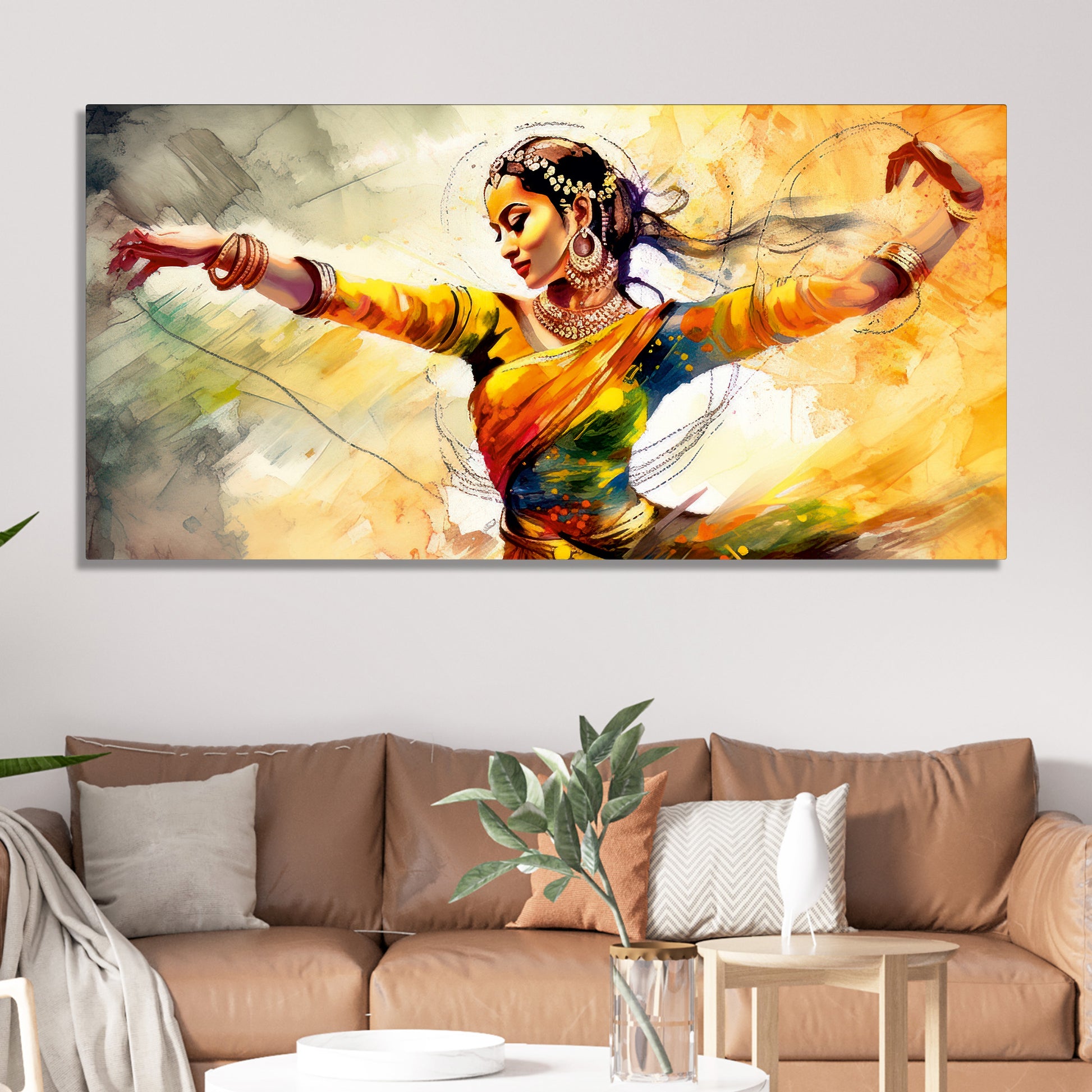 Beautiful Woman Dancing in Traditional Style Canvas Wall Painitng