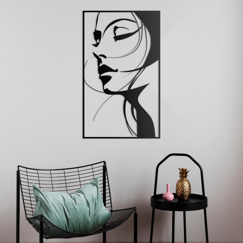 Beautiful Women Face Metal Art Frame Wall Decor