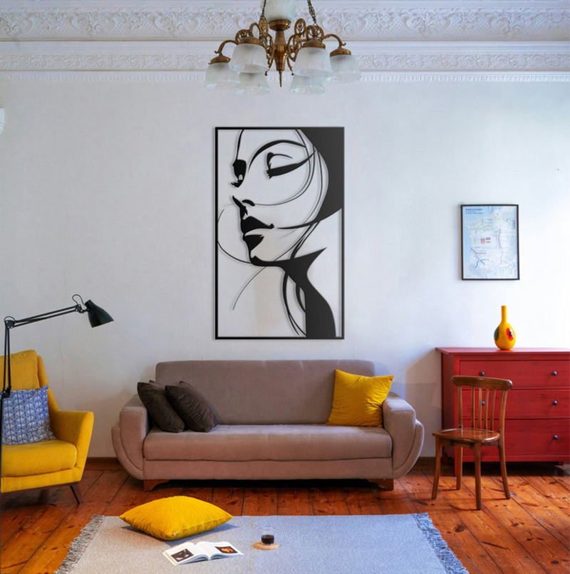Beautiful Women Face Metal Art Frame Wall Decor