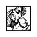 Beautiful Women With Wine Line Art Metal Art Wall Decor