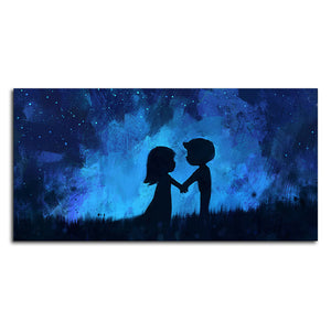 Beautiful Young Couple in Love Holding Hands Canvas Wall Painting