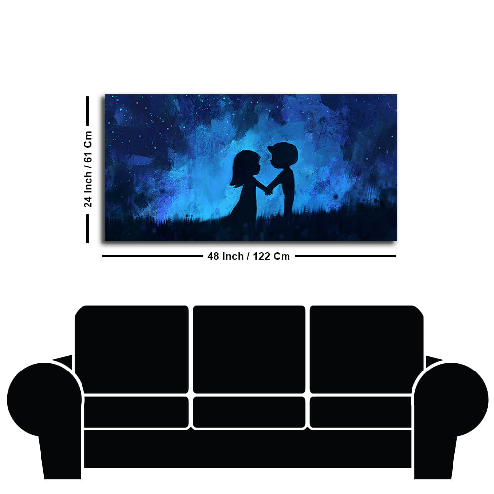 Beautiful Young Couple in Love Holding Hands Canvas Wall Painting