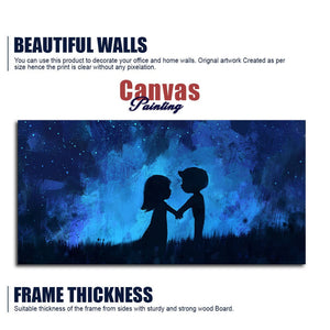 Beautiful Young Couple in Love Holding Hands Canvas Wall Painting