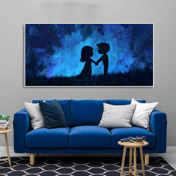 Beautiful Young Couple in Love Holding Hands Canvas Wall Painting