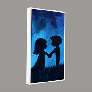 Beautiful Young Couple in Love Holding Hands Premium Canvas Wall Painting