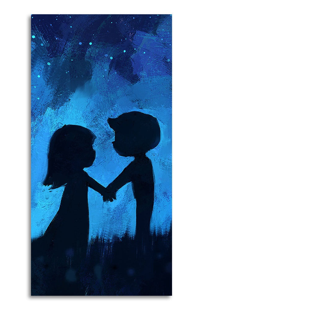 Beautiful Young Couple in Love Holding Hands Premium Canvas Wall Painting