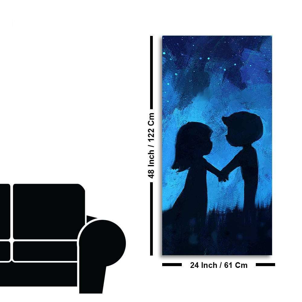 Beautiful Young Couple in Love Holding Hands Premium Canvas Wall Painting